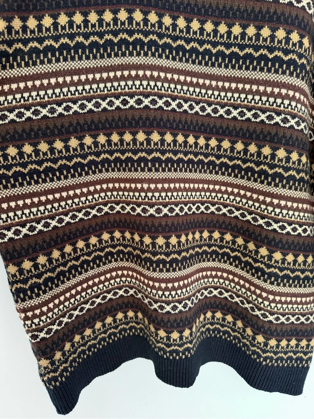 VTG Van Heusen Neutral Fair Isle Western Knit Crew Neck Grandpa Sweater